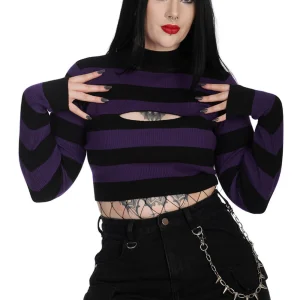 Banned Alternative Crash Into Me Peekaboo Longsleeve Violet Black