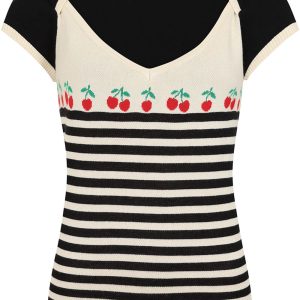 Banned Josie Cherries 60's Knitted Sweater Black