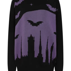 Banned Alternative Lyra Bat Sweater Black Purple