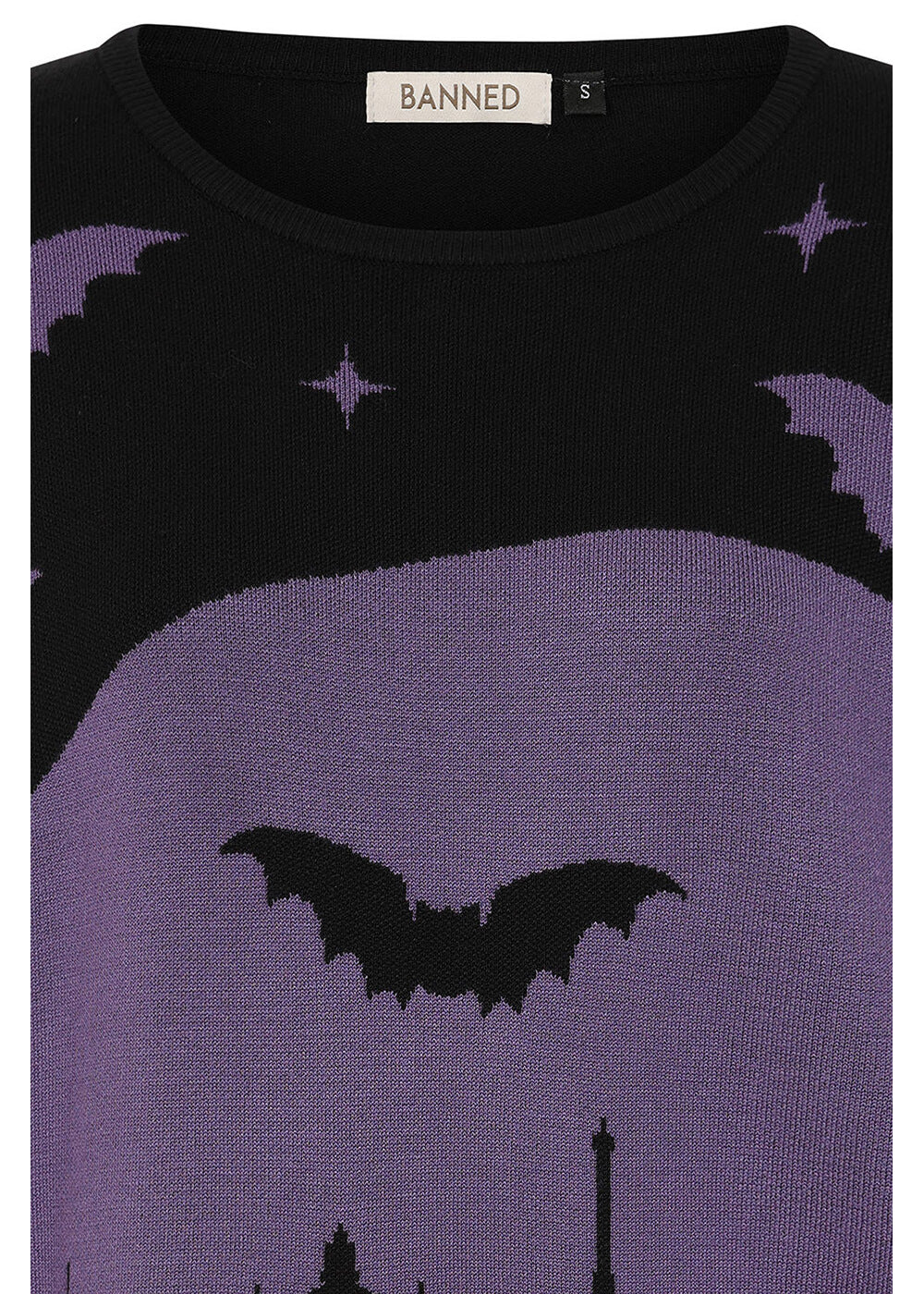 Banned Alternative Lyra Bat Sweater Black Purple – Image 3