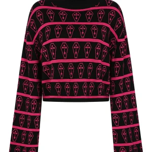 Banned Alternative Celda Coffin Sweater Black Pink