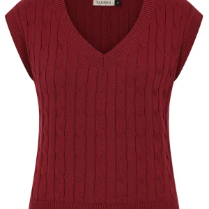 Banned Gina Spencer Vest Burgundy