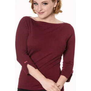 Banned Addicted 50's Sweater in Burgundy