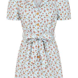 Banned Flora 50's Playsuit Blue