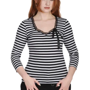 Banned Fade Into You Striped Top Black White