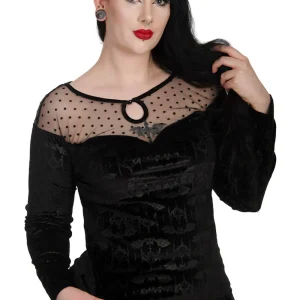 Banned Alternative Velvet Bat Top Black