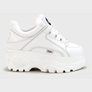 Buffalo London Classic Low Leather Platform Sneakers in White