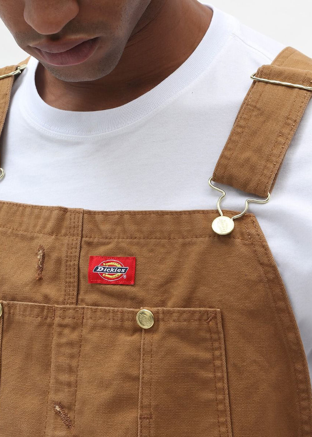 Dickies Men Canvas Bib Dungarees Brown – Image 3