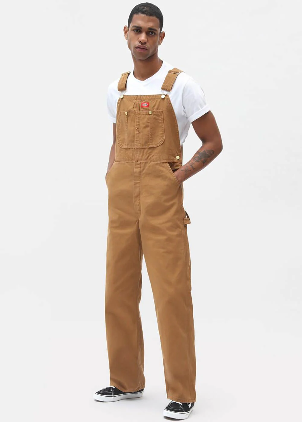 Dickies Men Canvas Bib Dungarees Brown – Image 5