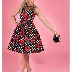 Dolly & Dotty Elizabeth Roses and Polkadots 50's Swing Dress