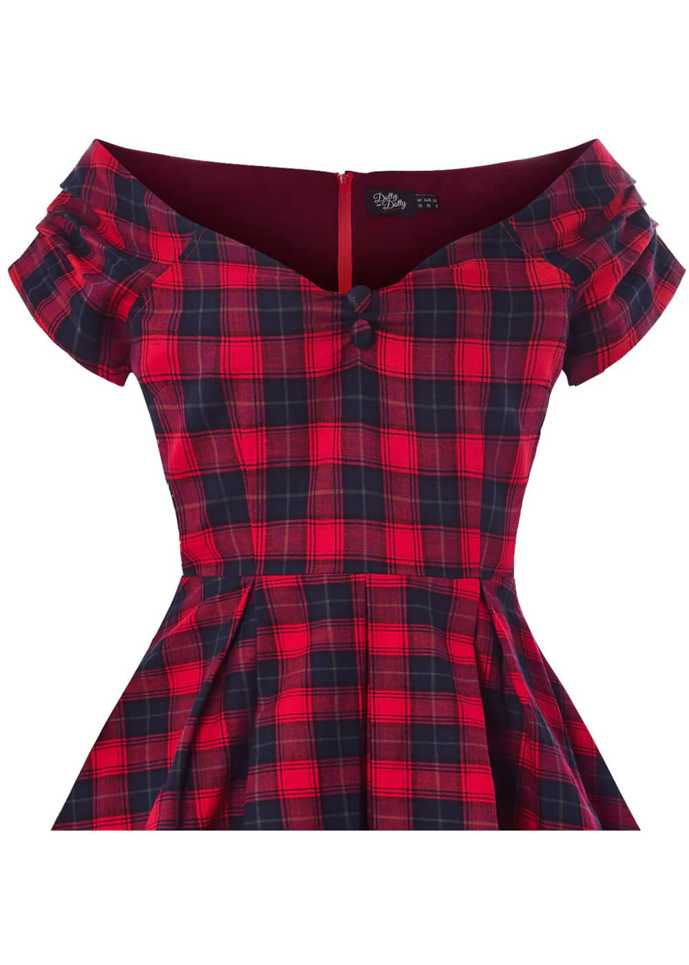 Dolly & Dotty Lily Tartan 50's Swing Dress Red – Image 5