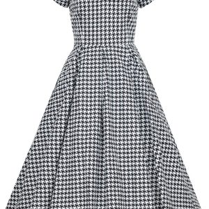 Dolly & Dotty Lily Dogtooth 50's Swing Dress Black White