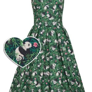 Dolly & Dotty Amanda Panda Bamboo Forest 50's Swing Dress Green