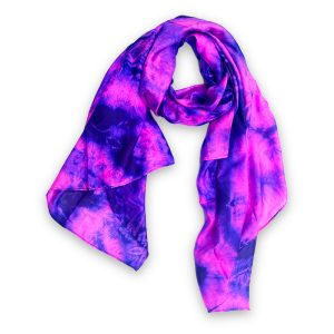 Foulard en soie violet et bleu Bakji