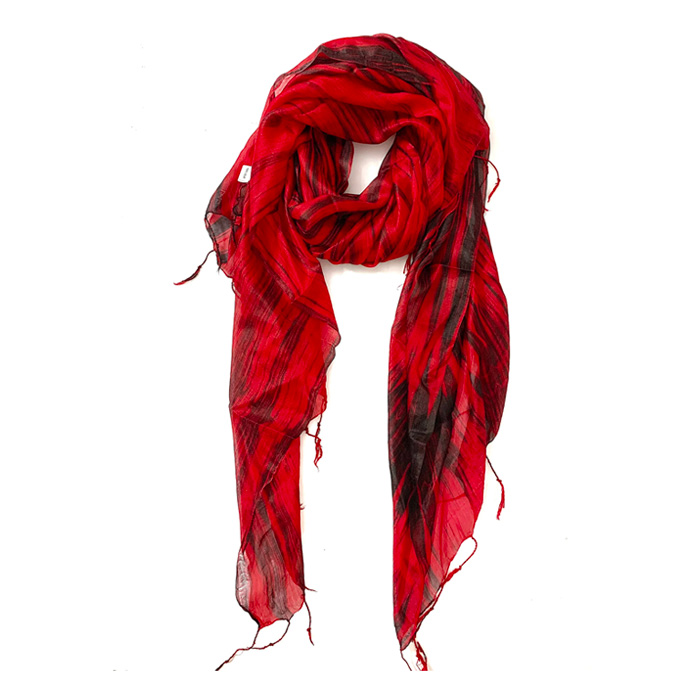 Foulard en Soie rouge et noir Bayonne