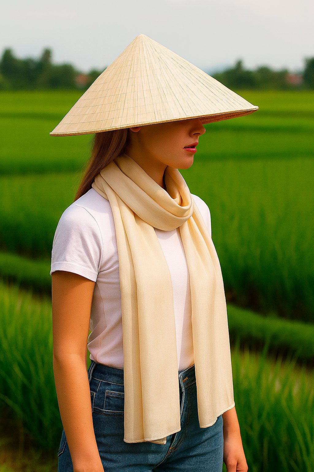 Foulard en soie beige Namur – Image 3