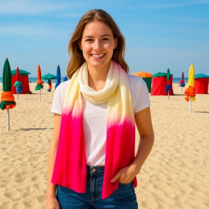 Foulard en soie rose et blanc Hastings