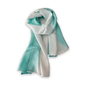 Foulard en soie vert et blanc Freiburg