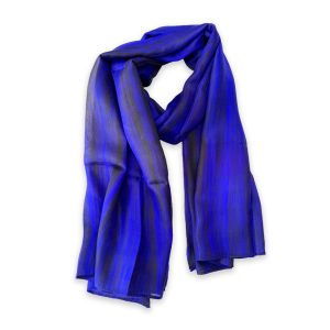 Foulard en soie bleu et noir Oulu