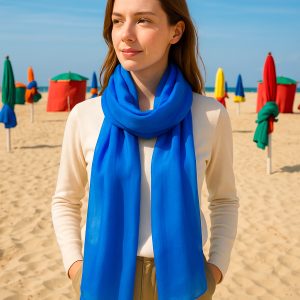 Foulard en soie bleu Annabelle