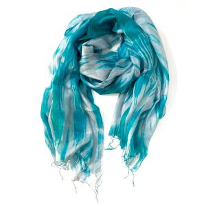 Foulard en Soie bleu et gris Larvik