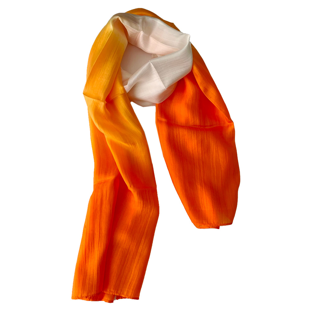 Foulard en soie orange et blanc Acapulco – Image 2
