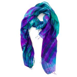 Foulard en Soie violet et vert Thais