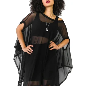 Foxblood Mesh Rhiannon Flowing Tunic Top Black