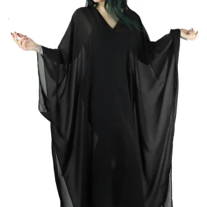 Foxblood Petra Chiffon Flowing Kaftan Black
