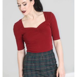 Hell Bunny Philippa 50's Top Burgundy Colour