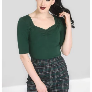 Hell Bunny Philippa 50's Top Dark Green