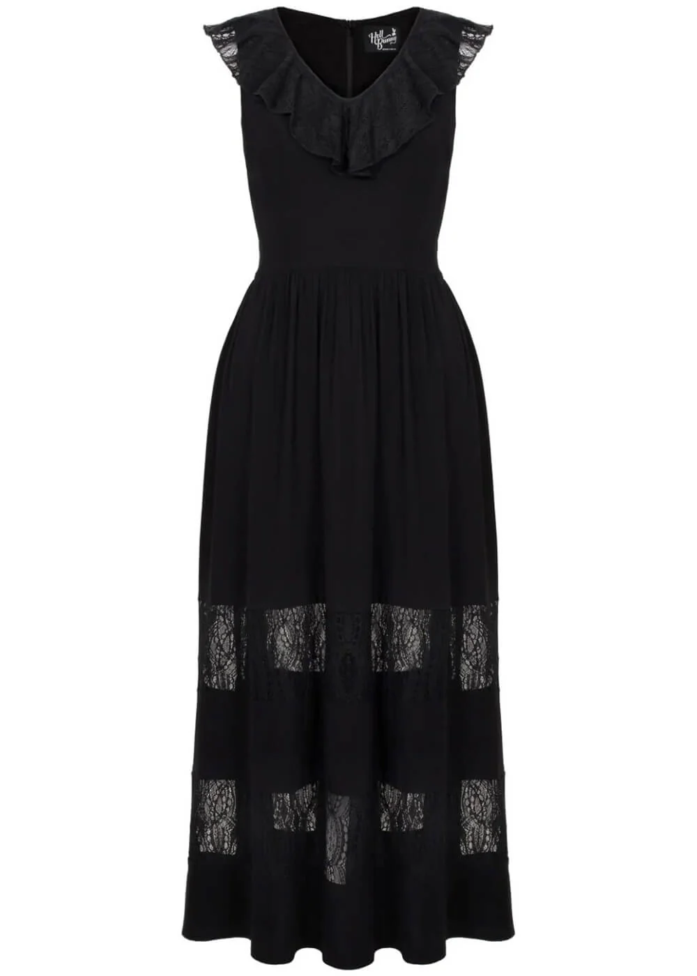 Hell Bunny Mortem Lace 70's Maxi Dress Black – Image 4