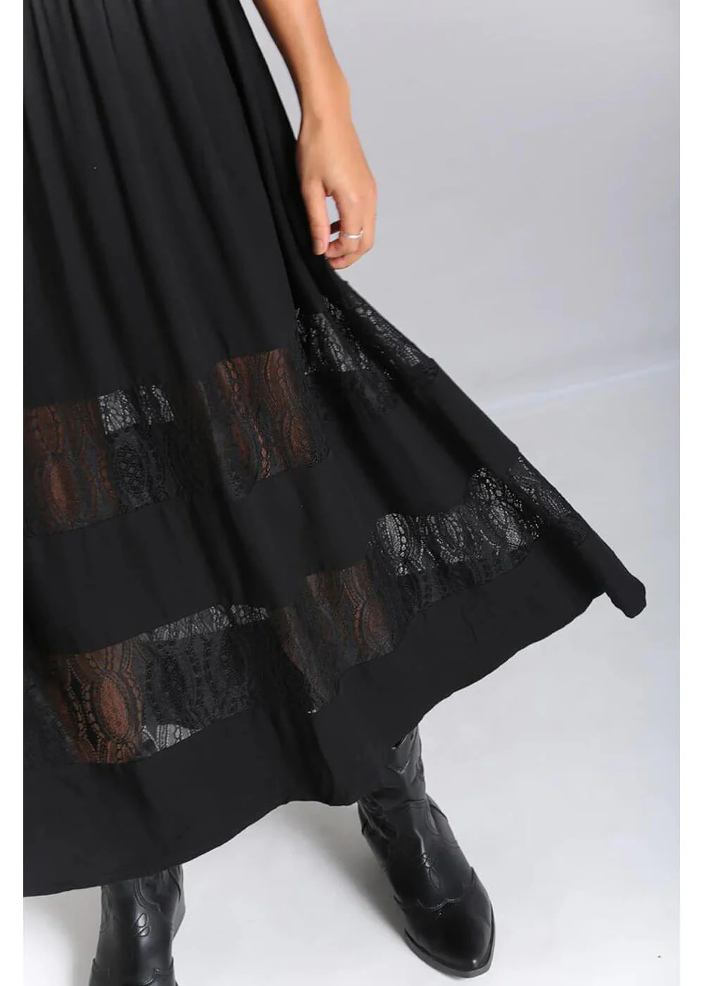 Hell Bunny Mortem Lace 70's Maxi Dress Black – Image 8