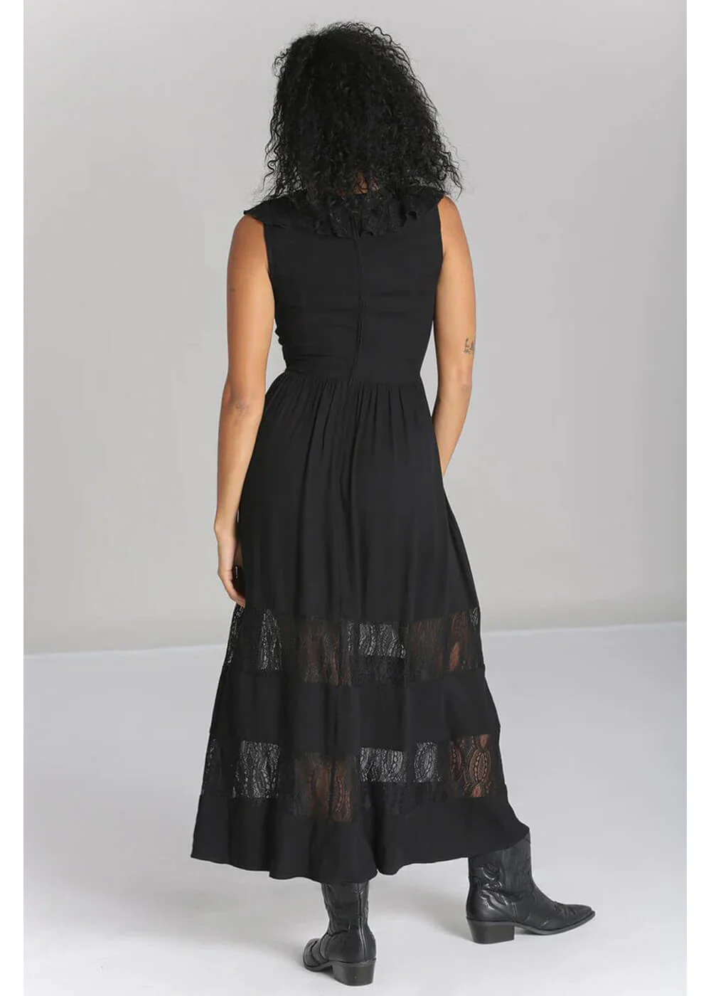 Hell Bunny Mortem Lace 70's Maxi Dress Black – Image 9