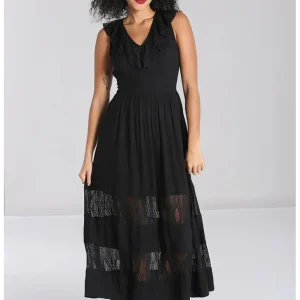 Hell Bunny Mortem Lace 70's Maxi Dress Black