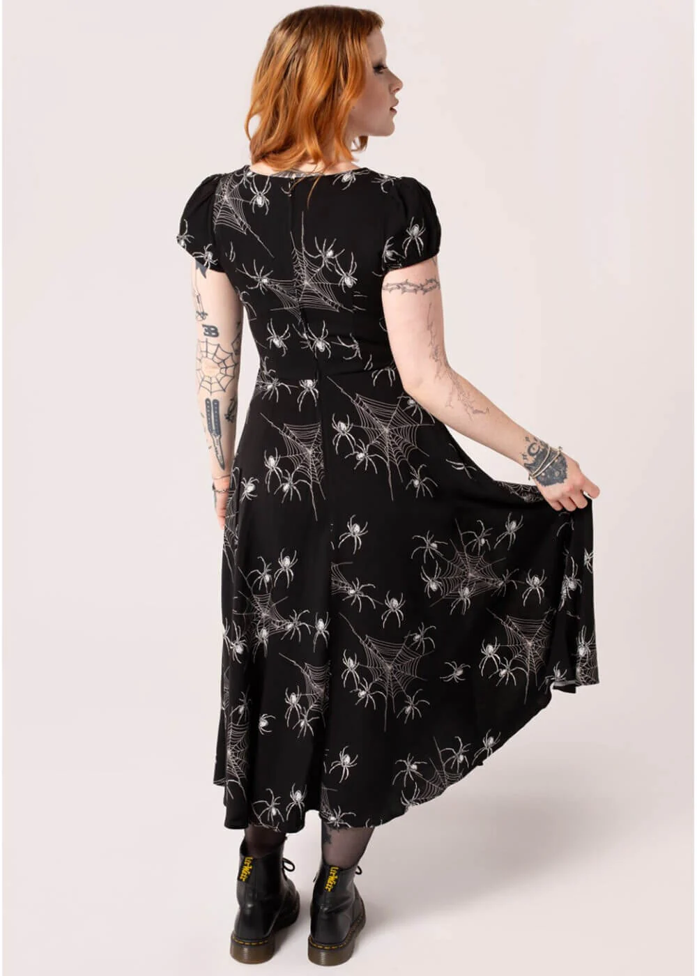 Hell Bunny Grungy Spider 50's Midi Dress Black – Image 4