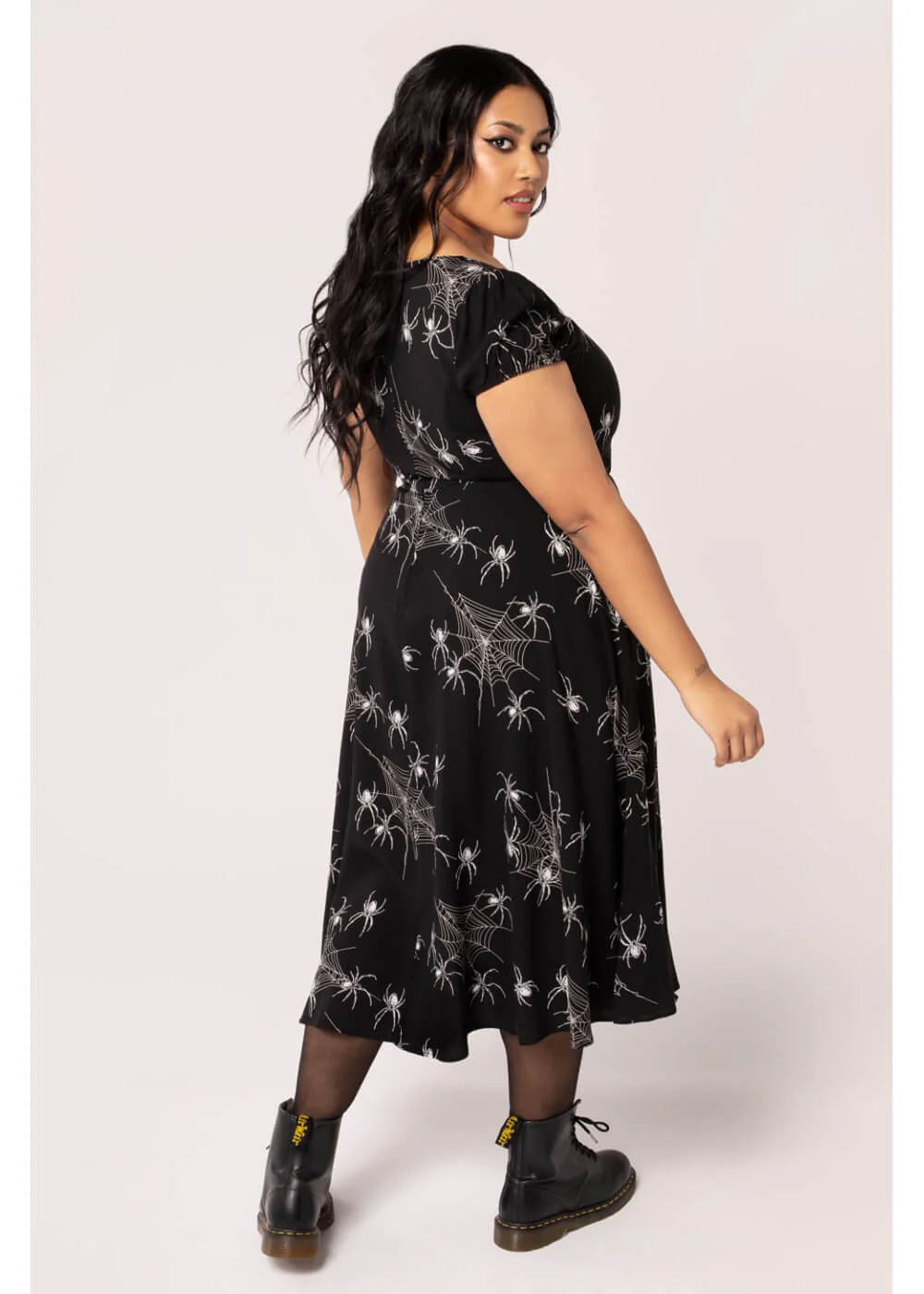 Hell Bunny Grungy Spider 50's Midi Dress Black – Image 7