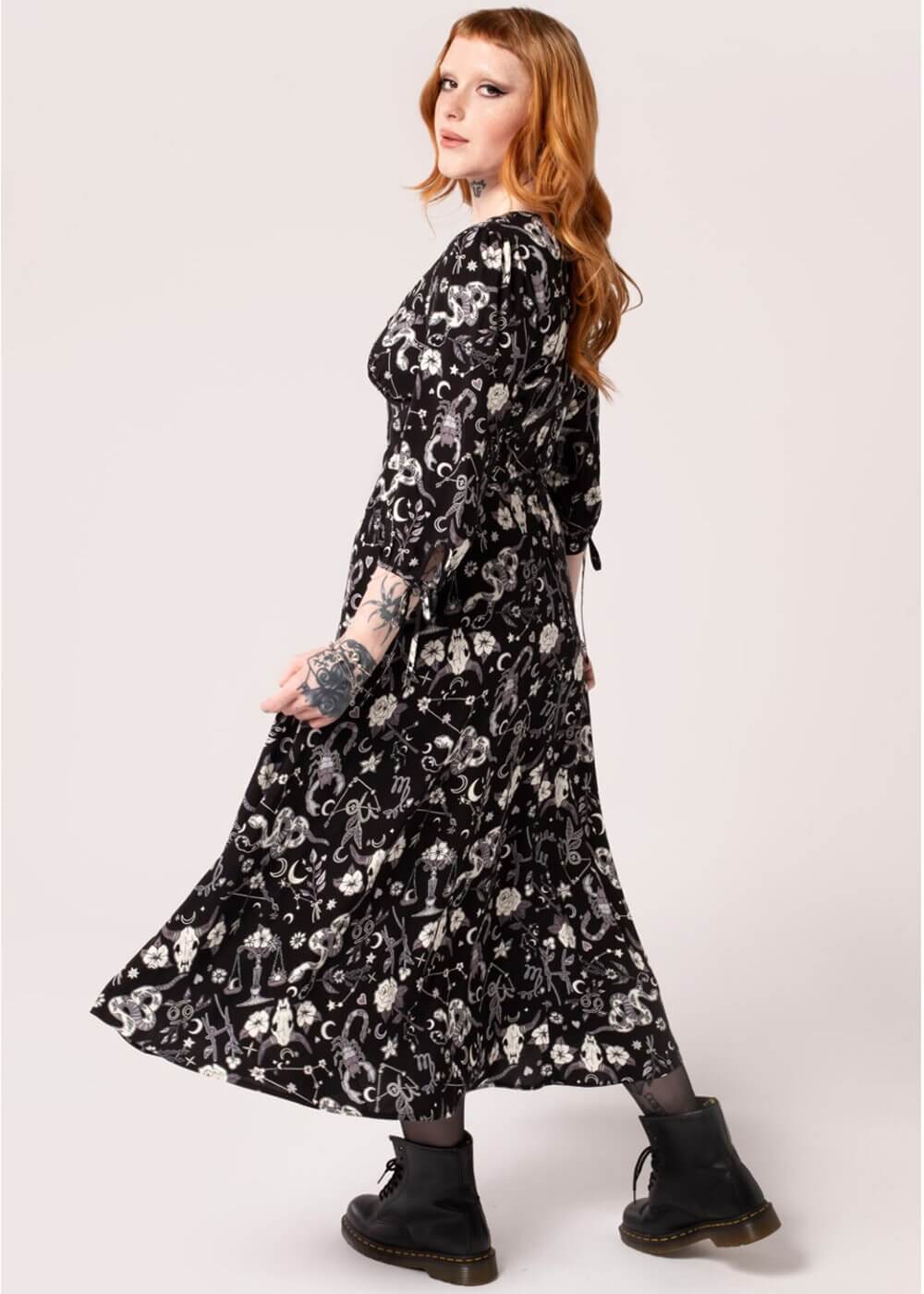 Hell Bunny Star Sign 70's Midi Dress Black – Image 6