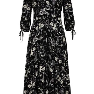 Hell Bunny Star Sign 70's Midi Dress Black