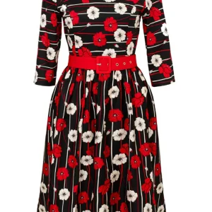 Hell Bunny Poppy 50's Swing Dress Black