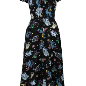 Hell Bunny Moonlit 70's Midi Dress Black