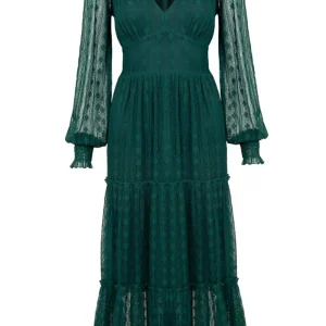 Hell Bunny Rhianne Lace 70's Maxi Dress Green