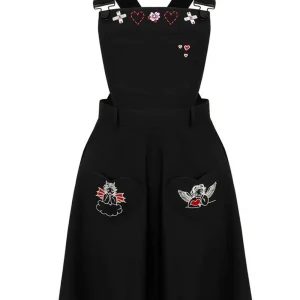 Hell Bunny Cupid Pinafore 50's Swing Dress Black