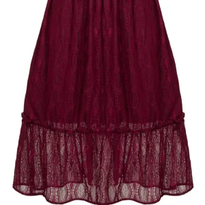 Hell Bunny Rhea Lace 70's Skirt Burgundy