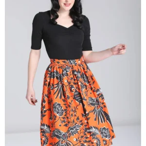 Hell Bunny Rio Parrots 50's Swing Skirt Orange