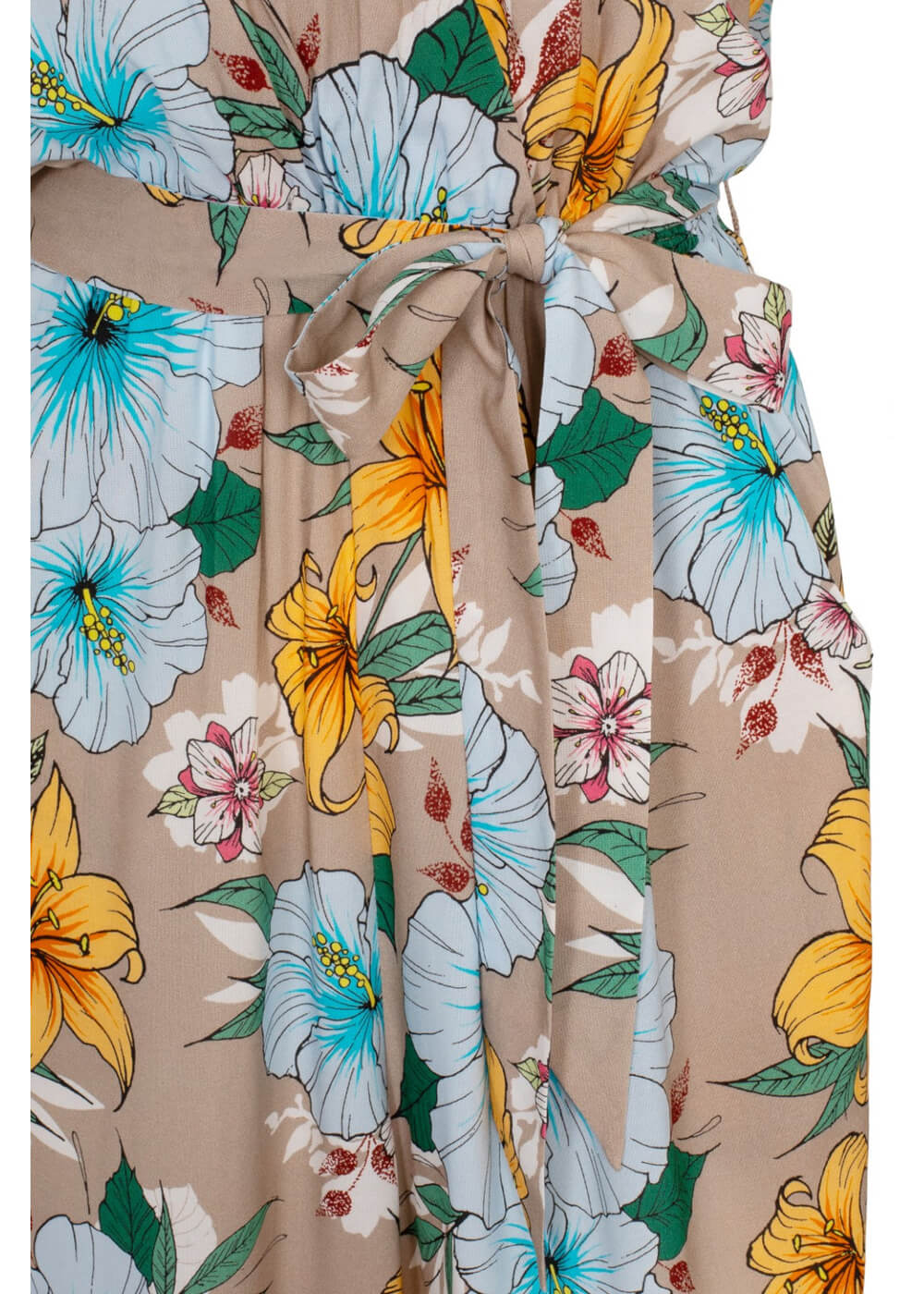 Hell Bunny Pattaya Floral 40's Jumpsuit Beige Colored – Image 5