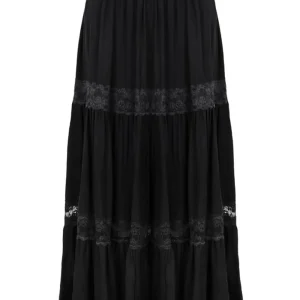 Hell Bunny Nocturnal Lace Midi Skirt Black