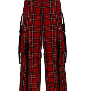 Hell Bunny Nihilist Tartan 70's Trousers Red