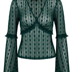 Hell Bunny Rhianne Lace 70's Top Green