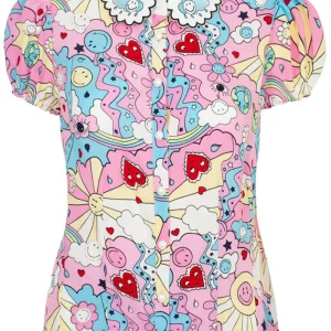 Hell Bunny x Smiley Loulou Blouse Pink